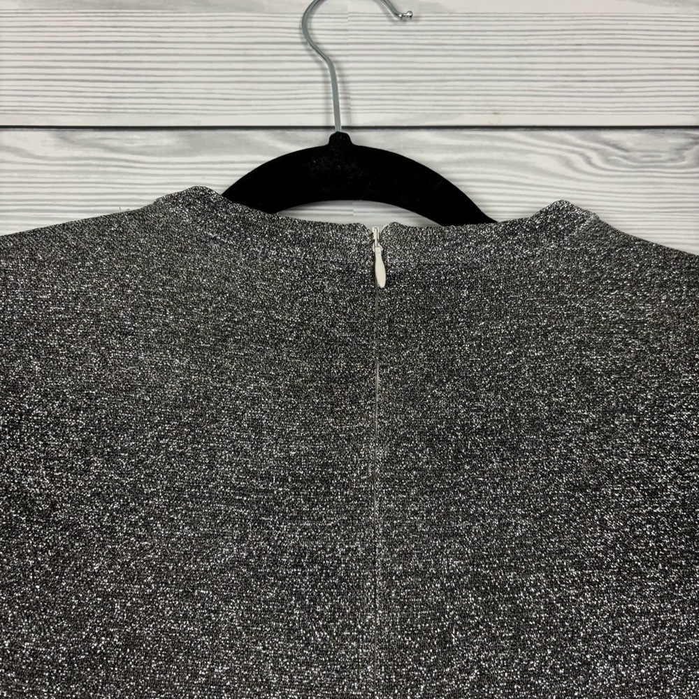 Good American Silver Sparkle Body Con Bell Sleeve Dress Size 1 (Small) - Picture 8 of 10